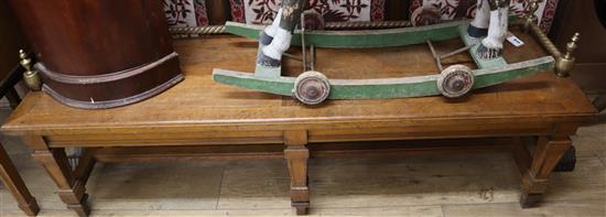 A late Victorian oak window seat W.158cm